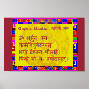 Poster Gayatri Mantra Script Sânscrito