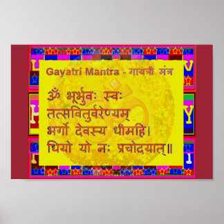 Poster Gayatri Mantra Script Sânscrito