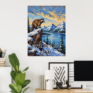 Poster Gaze do Ártico: Raccoon Sobre Lago Vinculado ao Ge