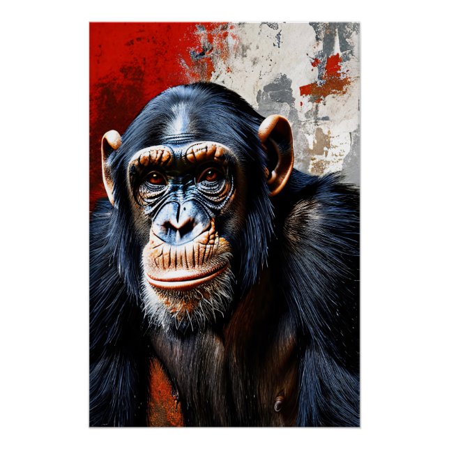 Póster Gaze Intensa do Chimpanzé (Frente)