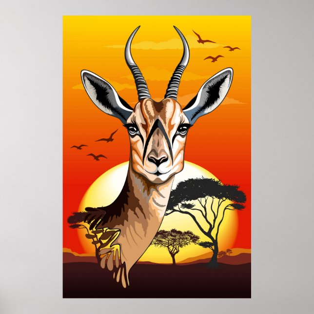 Poster Gazelle African Antelope Wild Animal (Frente)