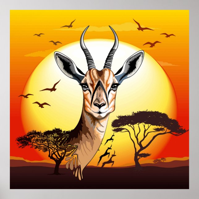 Poster Gazelle African Antelope Wild Animal (Frente)