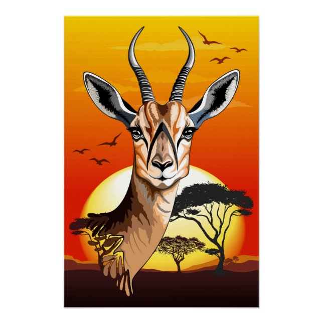 Póster Gazelle African Antelope Wild Animal (Frente)