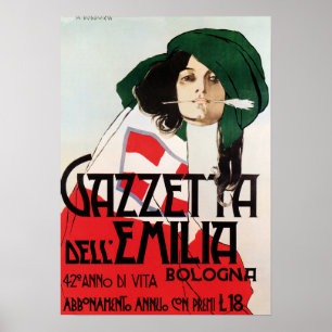 Poster GAZZETTA DELL EMILIA Bologna por Marcelo Dudovich