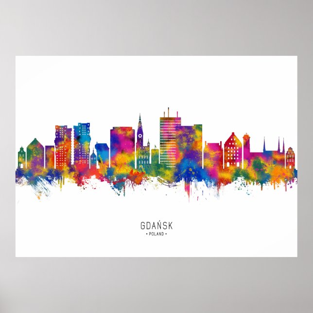 Poster Gdansk Polônia Skyline (Frente)