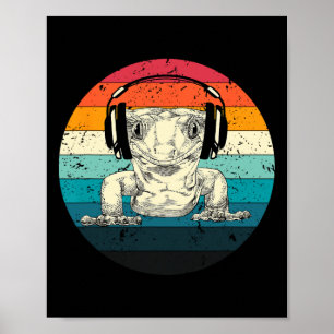 Poster Gecko Cresta Jogando Vídeo Jogo Engraçado Gamers