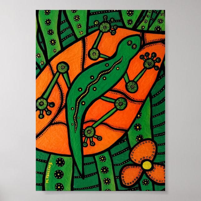 Póster Gecko Green E Orange (Frente)