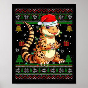 Poster Gecko Santa Hat, Leopardo, Suor de Natal Feio