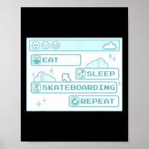Poster Geek de Computador Comer Dormir Skate Repetir Skat