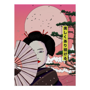 Póster Geisha Be BeauBellinda japonesa estilo de manga ja