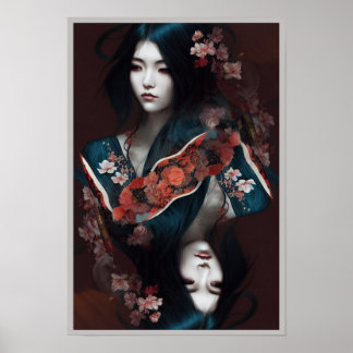 Poster Geisha em Kimono I