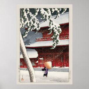 Poster Geisha na tempestade de neve Kawase Hasui