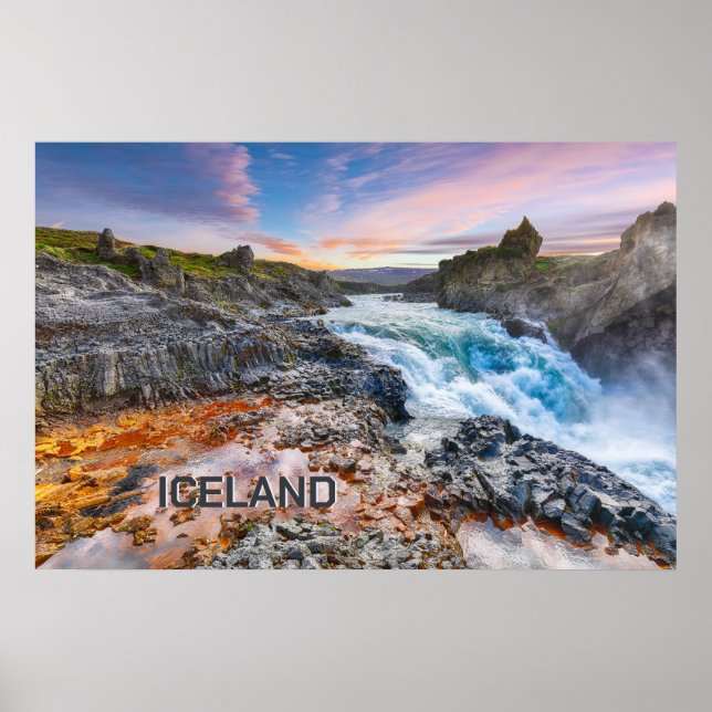 Poster Geitafoss Waterfall, Islândia (Frente)