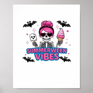 Poster Gelado Summerween Vibes Skeleton IceCream Summer V