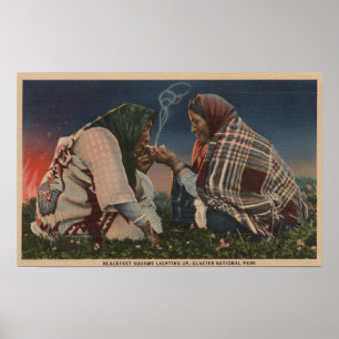 Póster Geleira, TA - fumo Blackfoot de dois nativos