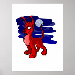 Póster Gelert vermelho orgulhoso pelo luar