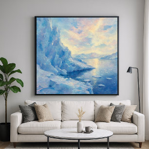 Poster Gelo Azul Glaciar - Estilo de Pintura Impressionis