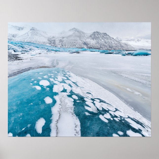 Póster Gelo de glaciar congelado, Islândia (Frente)