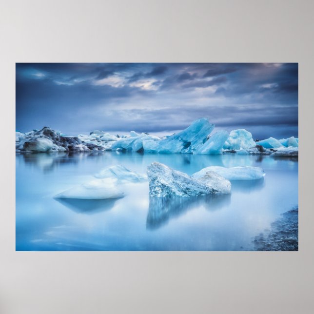 Poster Gelo e neve | Jokulsarlon Lagoon, Islândia (Frente)