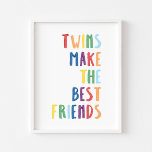 Poster Gêmeos coloridos fazem os melhores amigos impressã
