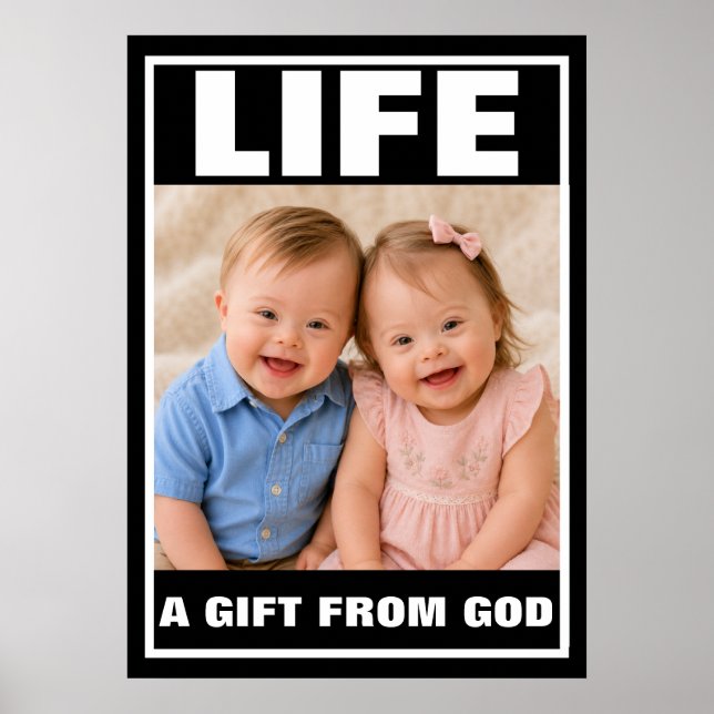 Poster Gêmeos com Síndrome de Down Menino e Menina (Frente)