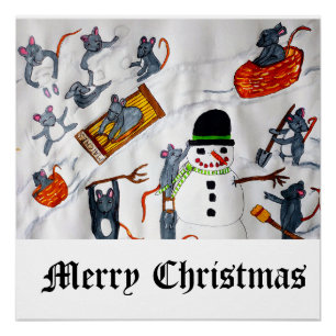 Póster GÊMEOS DE NATAL NA Poster brilhante NEVE