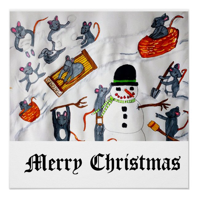 Póster GÊMEOS DE NATAL NA Poster brilhante NEVE (Frente)