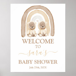 Poster Gêmeos Urso de Teddy Sinal de boas-vindas do Chá d