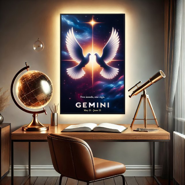 Poster Gêmeos Zodíaco Pombas em Harmonia (Criador carregado)