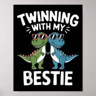 Poster Geminando com meu melhor e engraçado dinossauro me