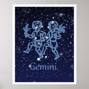 Póster Gemini Constellation and Zodiac Sign with Stars