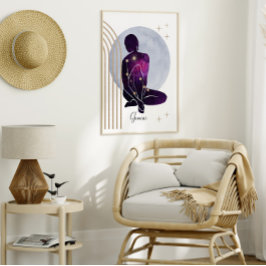 Poster Gemini Feminine Blue Purple Zodiac Design