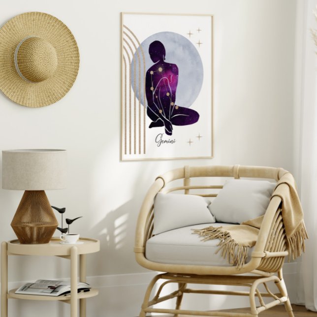 Poster Gemini Feminine Blue Purple Zodiac Design (Criador carregado)