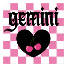 Gemini Gothic Aestética Checkered Cherry Art