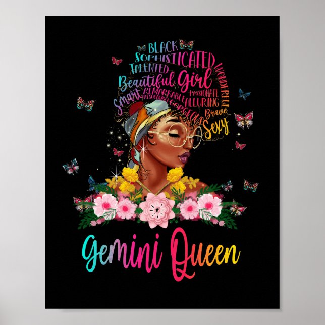 Poster Gemini Queen Black Women Persistente Bonita (Frente)