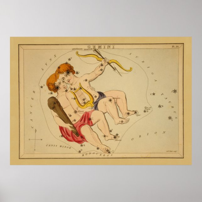 Poster Gemini - Vintage Sign of the Zodiac Image (Frente)