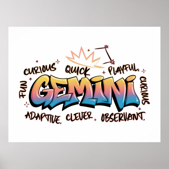 Poster Gemini Zodiac  Graffiti  (Frente)