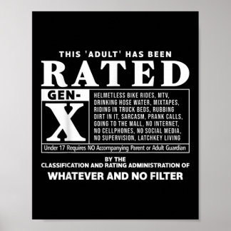 Poster Gen X geração X engraçada geração X 80s Humor infa