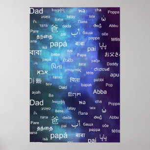 Póster Gene em muitas línguas de mundo diferentes - azul