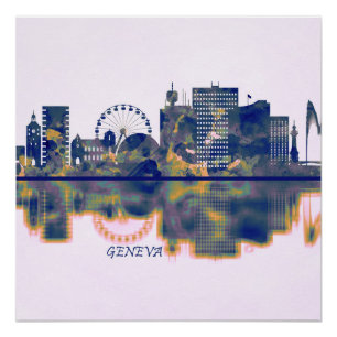 Póster Genebra Skyline
