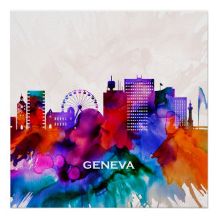 Póster Genebra Skyline
