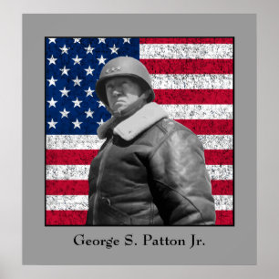 Póster General George S. Patton e a bandeira dos E.U.