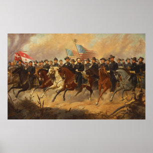 Poster General Grant e Seus Generais Arte da Guerra Civil