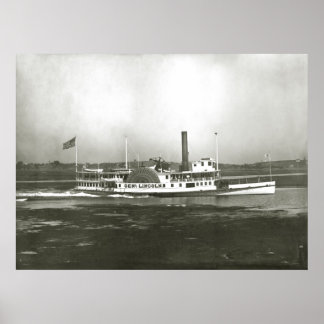 Poster General Lincoln Steamboat na Costa de Massachusett