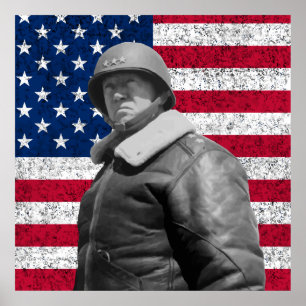 Póster General Patton e a bandeira americana
