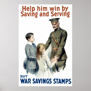 Póster General Pershing - compre selos da economia da