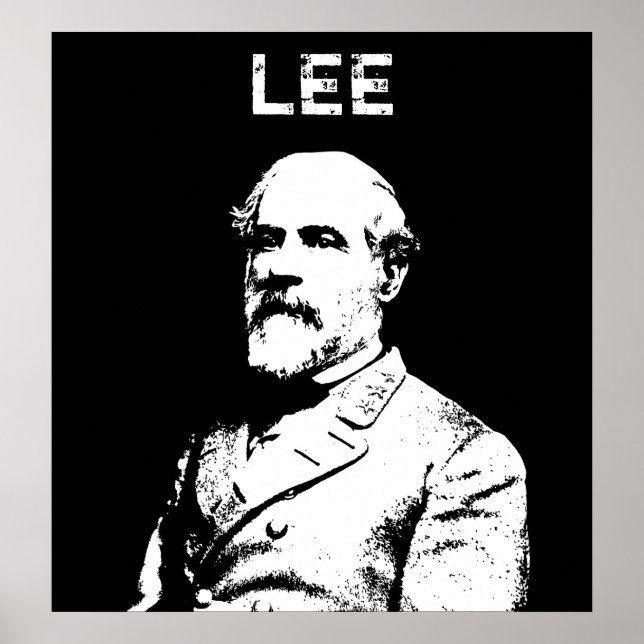 Póster General Robert E. Lee - Preto e Branco (Frente)
