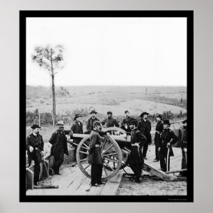 Poster General Sherman Leaning em uma arma em Atlanta