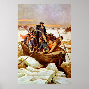 Póster General Washington que cruza o Rio Delaware