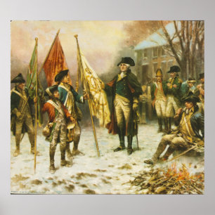 Póster General Washington que inspeciona as cores
